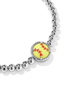 Softball Silver Stretch Bracelet in Chartreuse view 3