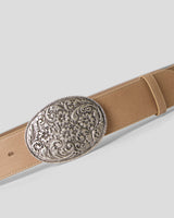 B-Low The Belt Carter Colt Leather Belt in Sand Silver, buckle detail