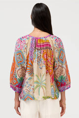 Michaella Peasant Blouse in Avelar view 3