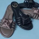 Solei Sea Camille Black Rose Slide Sandal