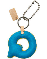 TURQUOISE FELT ALPHABET CHARM "Q"