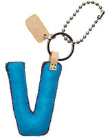 Consuela - Charm - Turquoise Felt Alphabet Charm ?V’