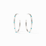 Crescent Silver Stone Hoops in Turquoise Blue by Julie Vos