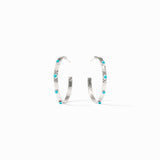 Crescent Silver Stone Hoops in Turquoise Blue by Julie Vos