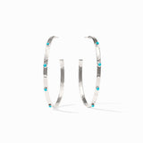 Crescent Silver Stone Hoops in Turquoise Blue by Julie Vos