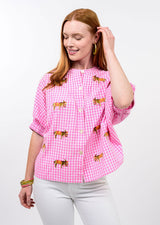 Donkey Top in Pink Check view 3