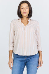 Lolita Shirt Taupe Stripe