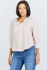 Lolita Shirt Taupe Stripe view 3