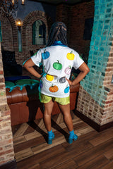 Queen of Sparkles - White Multi Pumpkin Tee