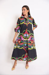 Ruthie Long Shirt Dress in Merriweather by House of MBR, front view, hand on hip