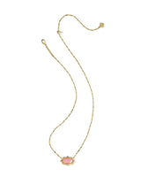 Elisa Scallop Frame Gold Short Pendant Necklace in Light Pink Iridescent Abalone view 2