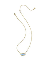Elisa Scallop Frame Gold Short Pendant Necklace in Sky Blue Iridescent Abalone view 2