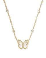 Cailey Butterfly Gold Short Pendant Necklace in Ivory Mother-of-Pearl