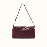 Darcy Shoulder Bag in Dark Cherry Suede by HOBO