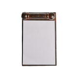 Jan Barboglio Apuntes iron notepad with a white paper block, front view