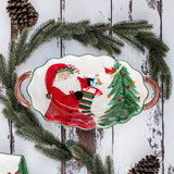 Vietri Old St. Nick Handled Scalloped Oval Bowl view 3