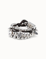 Uno De 50 - Leather and Sterling Silver-plated Bracelet