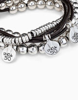 Uno De 50 - Leather and Sterling Silver-plated Bracelet