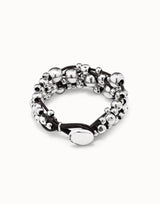 Uno De 50 - Sterling Silver-plated Wide Leather Bracelet