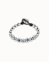 Uno De 50 - Brown Leather Sterling Silver-plated Bracelet