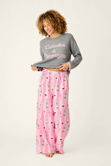 P.J. Salvage Cupcakes & Champagne Flannel Pajama Pants in Baby Pink