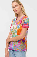 Janie Favorite Short Sleeve V-Neck Swing Tee in Avelar view 3