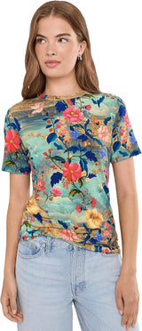 Janie Favorite Short Sleeve Crew Neck Tee in Chemis Scarf