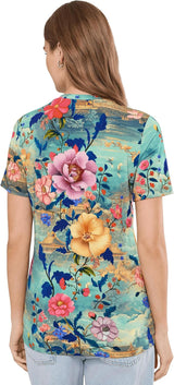 Janie Favorite Short Sleeve Crew Neck Tee in Chemis Scarf view 4