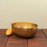 India Handicrafts Inc - Gold Oval Hammered Bowl