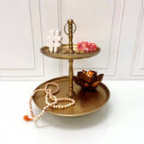 India Handicrafts Inc - Gold Textured 2-tier Stand
