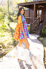 Queen of Sparkles - Blue & Orange Sequin Sleeve Howdy