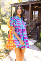 Queen of Sparkles - Blue & Orange Sequin Sleeve Howdy