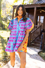 Queen of Sparkles - Blue & Orange Sequin Sleeve Howdy