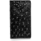 Ostrich Print Checkbook Wallet in Black