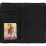 Ostrich Print Checkbook Wallet in Black, view 2