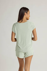 Faceplant Dreams - Bamboo V-neck Tee Shirt: Aqua Mist