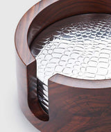 Kenya Wood 6 Coaster Set w/ Crocodile Pattern