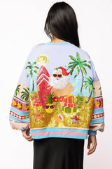Queen of Sparkles - Multi Vintage Vacation Santa Sweatshirt