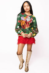 Queen of Sparkles - Dark Green Vintage Jingle Bell Santa