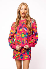 Queen of Sparkles - Hot Pink Multi Jeweled Ornament Sweater