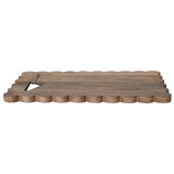 Scalloped Mango Wood Cheese Board with Knife by Creative Co-op