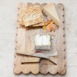 Scalloped Mango Wood Cheese Board with Knife by Creative Co-op