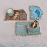 Blue Agate Slab with Gold Edge by Creative Co-op