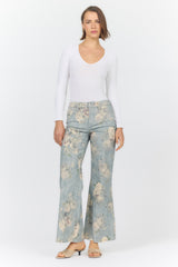 Micah Wide Leg Jean in Sea Glass Garden by Dear John Denim — view 2