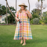 Rainbow Plaid Oasis Dress: L
