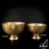 India Handicrafts Inc - 14’’ Gold Hammered Grooved Pedestal