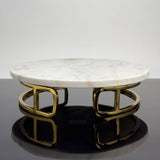 India Handicrafts Inc - w Marble & Gold Rnd Cake Stand