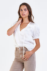 Dear John Denim - Shirts - Eva Smock Cuff Silky Shirt White