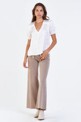 Dear John Denim - Shirts - Eva Smock Cuff Silky Shirt White