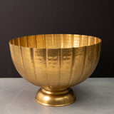 India Handicrafts Inc - 14’’ Gold Hammered Grooved Pedestal